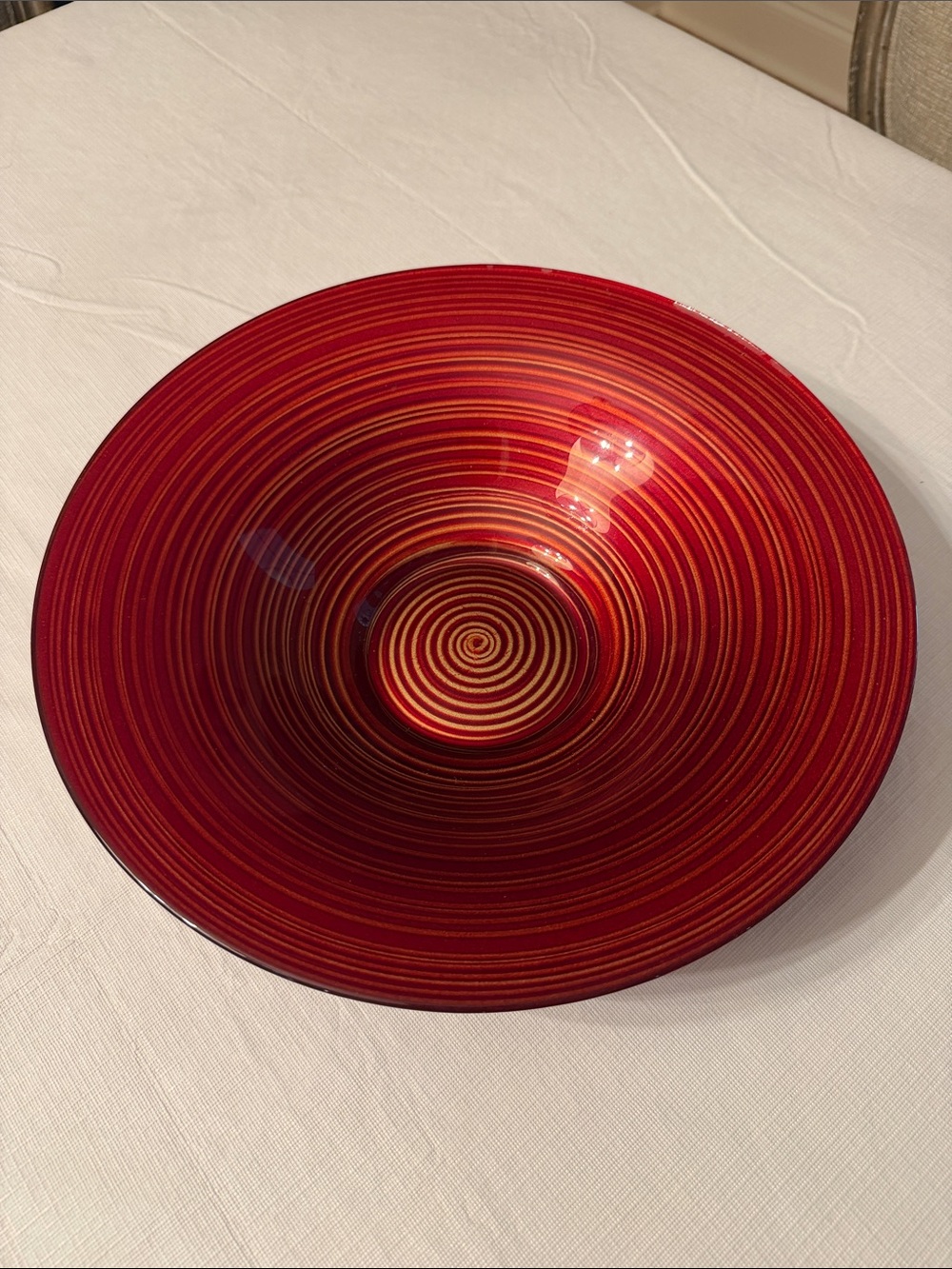 Decorative Red Swirl Glass Bowl